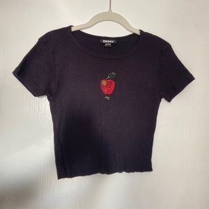 DKNY apple badazzled black top